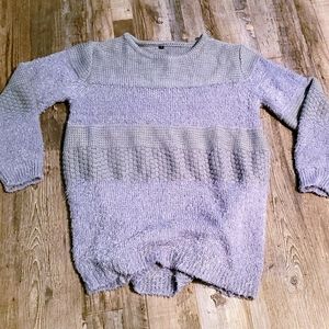 Fuzzy crew neck pullover